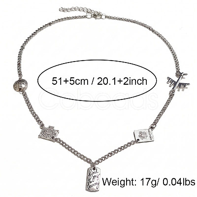Vintage Alloy Iron Passport Airplane Multi Pendant Necklaces for Women WG98A05-01-1