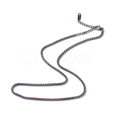 Ion Plating(IP) 304 Stainless Steel Box Chain Necklace for Men Women NJEW-K245-020E-1