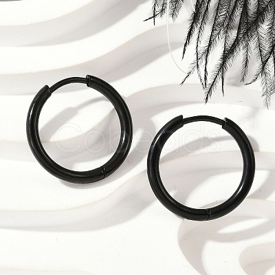 202 Stainless Steel Huggie Hoop Earrings EJEW-F111A-19mm-EB-1