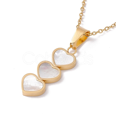 Natural Shell Heart Stud Earrings & Pendant Necklace SJEW-G080-01G-1