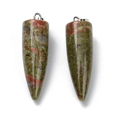 Natural Mixed Gemstone Pointed Pendants G-D040-01P-B-1