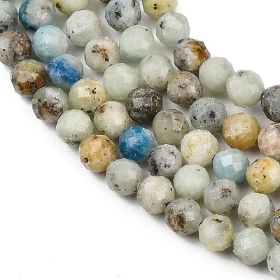 Natural Blue Azurite in Calcite Beads Strands G-P618-4mm-01-1