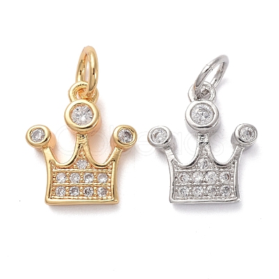 Brass Micro Pave Clear Cubic Zirconia Charms KK-I658-17-1
