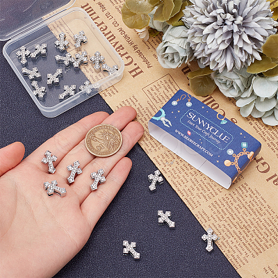 30Pcs Alloy Rhinestone Slide Charms FIND-SC0010-33-1