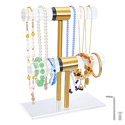Acrylic &
Stainless Steel T Bar Jewely Display Stands ODIS-WH0108-022-1