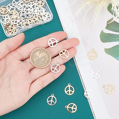 60Pcs 3 Colors 304 Stainless Steel Pendants STAS-UN0028-38-1