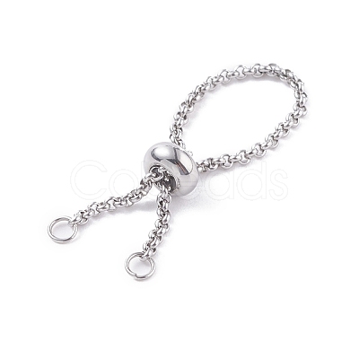 304 Stainless Steel Rolo Chains Slider Ring Findings RJEW-JR00443-1