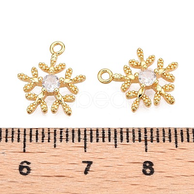 Christmas Theme Brass Micro Pave Clear Cubic Zirconia Charms KK-T073-14G-1