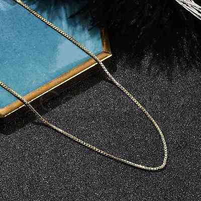 Rack Plating 1MM Brass Box Chain Necklaces for Women NJEW-H049-02G-1