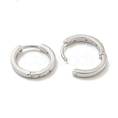 Brass Pave Clear Cubic Zirconia Hoop Earrings EJEW-L211-001P-1