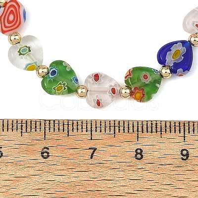Heart Handmade Millefiori Glass Beaded Necklaces NJEW-JN06605-1