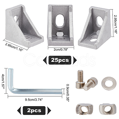 25Set Aluminum Corner Bracket & 2pcs Iron Hexagon Wrench TOOL-NB0001-98-1
