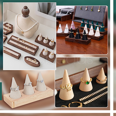 3 Cone Wooden Ring Organizer Holder RDIS-WH0031-02A-03-1
