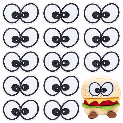 30Pcs Cartoon Style Double Eye Embroidered Cloth Patches PATC-BC0001-14-1