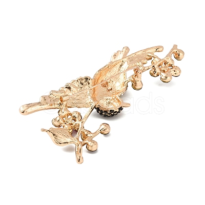 Hummingbird & Flower Alloy Rhinestone Pins JEWB-B038-03G-1