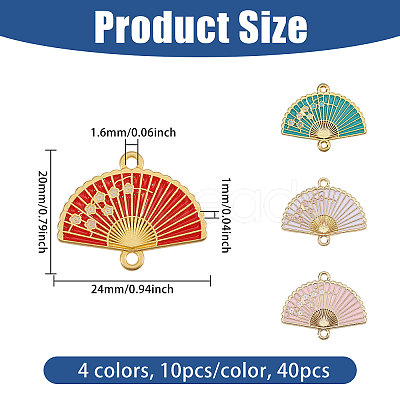 40Pcs 4 Styles Alloy Enamel Connector Charms ENAM-BC0001-08-1