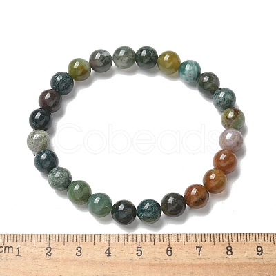 Natural Indian Agate Bead Stretch Bracelets BJEW-K212-B-010-1