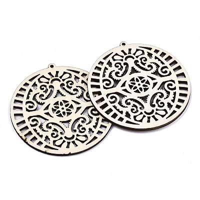 Undyed Natural Wooden Big Pendants X-WOOD-N007-021-1