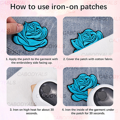 18Pcs 9 Colors Flower Embroider Self-adhesion Thread Iron on & Sew On Patches DIY-CY0001-22-1
