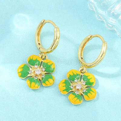 Brass Micro Pave Cubic Zirconia Hoop Dangle Earrings KK-CBA8324-10G-01-1