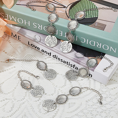 DIY Blank Oval Alloy Pendant Decoration Making Kits HJEW-FH00001-1