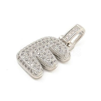 Brass Micro Pave Clear Cubic Zirconia Pendants KK-B099-01P-E-1