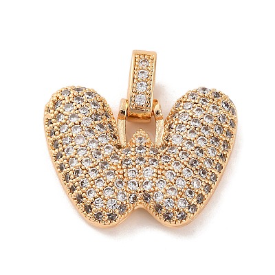Brass Micro Pave Cubic Zirconia Pendants KK-C076-29W-G01-1