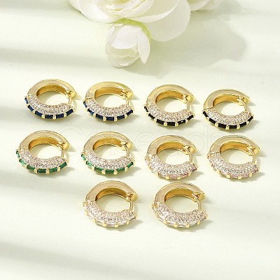 Brass Micro Pave Cubic Zirconia Hoop Earrings KK-CBA8324-22G-1
