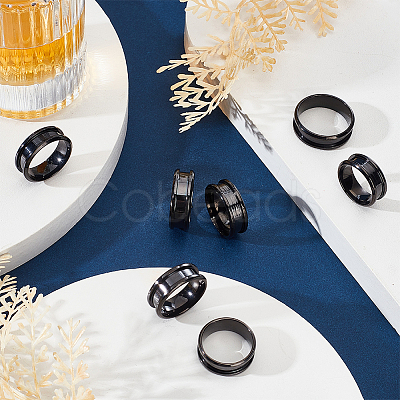 30Pcs 6 Styles 201 Stainless Steel Grooved Finger Ring Settings STAS-ME0003-12EB-1