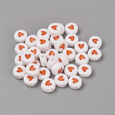 Acrylic Enamel Beads OACR-WH0003-04C-1