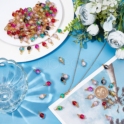 120Pcs Glass Pendant PALLOY-HY00005-1