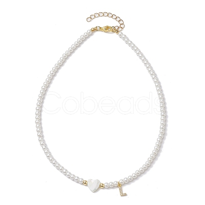 Brass Micro Pave Grade AAA Cubic Zirconia Letter Pendant Necklaces NJEW-JN04771-12-1