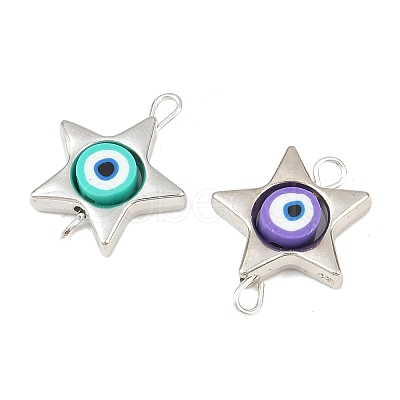 CCB Plastic Frame with Polymer Clay Beads Star Links Connector Charms KK-D103-09B-P-1