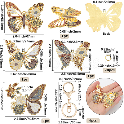 DIY Alloy Enamel Butterfly Pendants Keychain Making Kits DIY-SP0003-10D-1