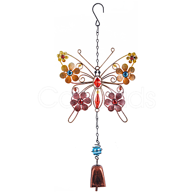 Butterfly Glass & Acrylic Wind Chimes HJEW-WH0042-89-1