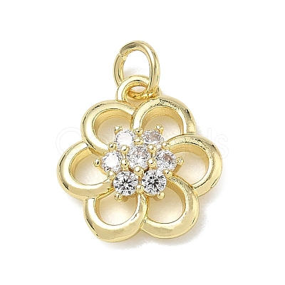 Brass with Rhinestone Charms KK-CBAD872-01G-03-1