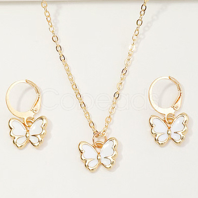 Butterfly Alloy Enamel Pendant Necklace & Earring Sets for Children FS-WGE37FF-08-1