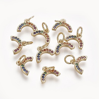 Brass Cubic Zirconia Charms ZIRC-E162-14G-1