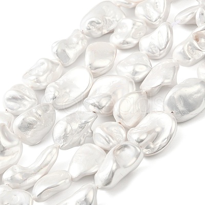 Electroplated Shell Pearl Beads Strands BSHE-A001-01C-1