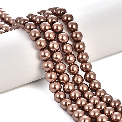 Baking Paint Pearlized Glass Pearl Round Bead Strands HY-Q330-8mm-30-1