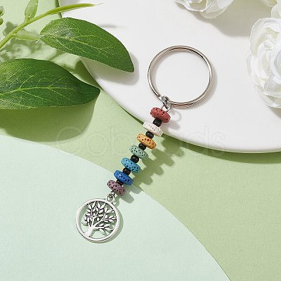 Tree of Life Tibetan Style Alloy Pendant Keychain KEYC-JKC00682-1