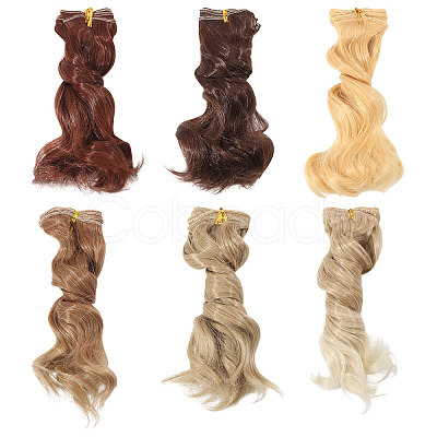 6Pcs 6 Colors High Temperature Fiber Doll Hairs DIY-GL0006-24B-1