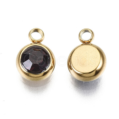 PVD Vacuum Plating 201 Stainless Steel Rhinestone Charms STAS-S068-02G-1