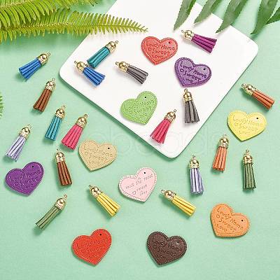 20Pcs 10 Colors Heart with Word Lovdy Home Sweet Love PU Leather Pendants FIND-SZ0001-66-1