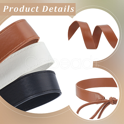 3Pcs 3 Colors Bowknot PU Leather Wrap Around Waist Bands AJEW-CL0003-46-1