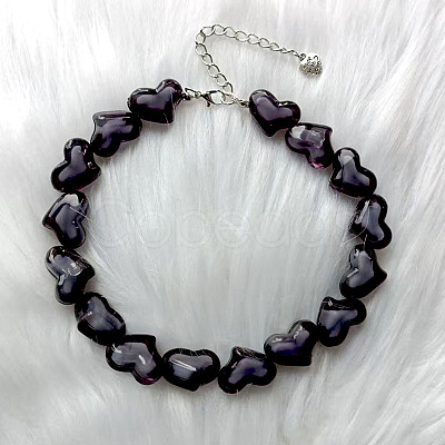 Valentine's Day Acrylic Bead in Bead Heart Beaded Necklaces with Alloy End Chains FS-WG4CF83-11-1