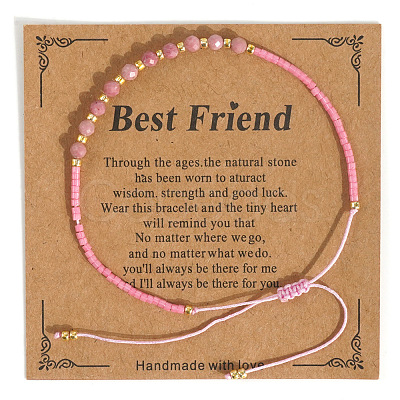 Elegant Natural Gemstone & Glass Seed Round Beads Braided Beaded Bracelets for Women HW1161-6-1