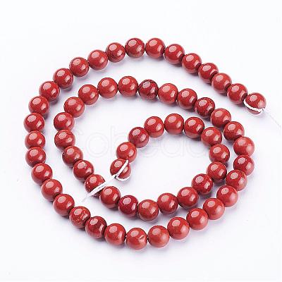 Grade AB+ Natural Red Jasper Round Beads Strands GSR6mmC011-1
