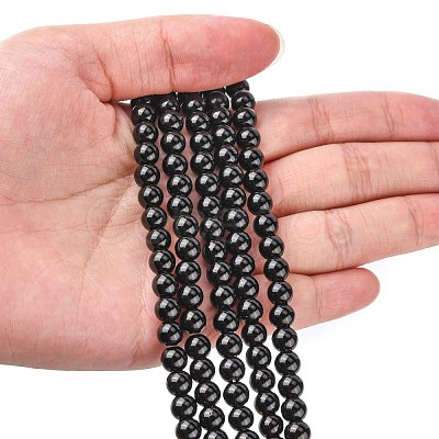 Synthetic Black Stone Beads Strands X-G-G088-6mm-1