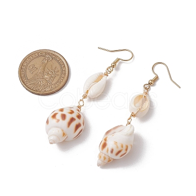 304 Stainless Steel Shell Shape with Tortoise & Starfish Dangle Earrings EJEW-JE06265-04-1